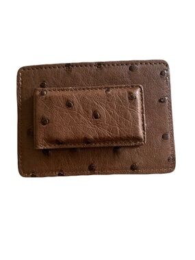Men's Brown Genuine Ostrich Skin Textured Sports Money Clip Card Holder Exotic
